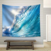 Wall26 Sun Over a Big Ocean Splashing Wave Fabric - CVS - 68x80 inches   123310039466